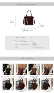 Detailed technical diagram of women's bucket bag showing dimensions and color options