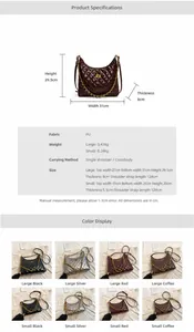Detailed size comparison and specifications for quilted crossbody crescent bags