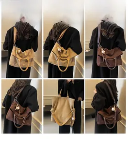 Détails du sac à bandoulière en cuir PU avec rabat pliant et breloque de baseball tendance