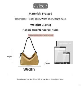Spécifications de taille du sac fourre-tout jaune montrant les dimensions et la capacité