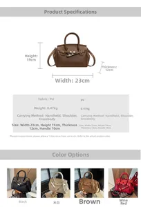 Detailed size chart and multi-color options for the retro lychee texture crossbody bag