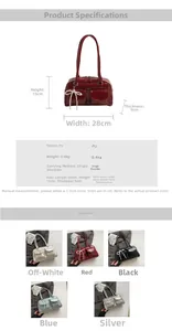 Dimensions et options de couleur pour le sac à bandoulière vintage en PU avec nœud