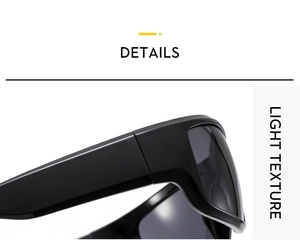 Detail view of lightweight black Y2K wraparound sunglasses showing side frame texture
