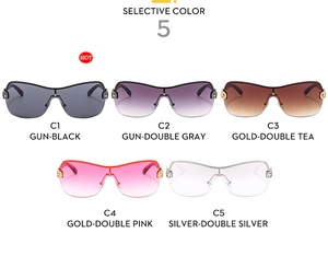 Selection of rimless Y2K oversized sunglasses with metallic hollow temple detail