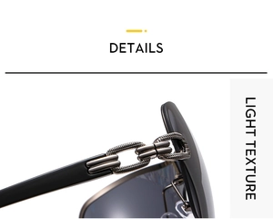 Detail of Y2K rimless sunglasses hinge with black temple and woven metal texture