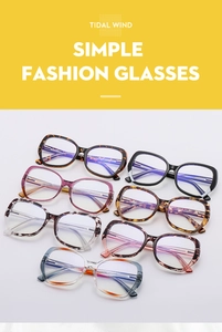 Close-up of TR90 square eyeglass frames in leopard, marble, and gradient color textures