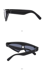 Vue latérale et arrière des lunettes de soleil triangle à monture épaisse en noir laqué