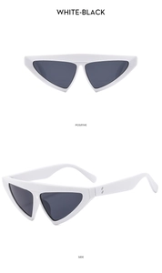 Vues détaillées de lunettes de soleil triangulaires blanches avec rivets argentés