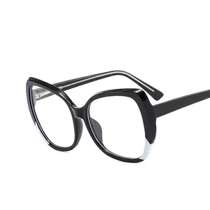 Classic TR90 cat-eye blue light blocking glasses with black frames and metal details