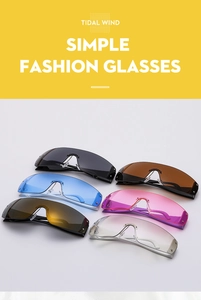 Close-up of rimless Y2K star-shaped sunglasses in multiple gradient color lens options