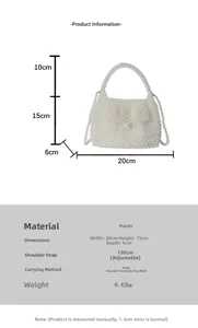 Spécifications détaillées de taille pour un sac à main en perles blanches fait main