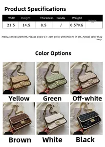 Borsa a patta trapuntata con chiusura rotante e tracolla a catena in sei colori