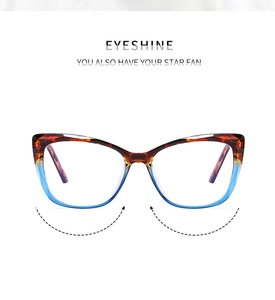 Monture de lunettes œil de chat avec dégradé écaille et bleu marine et charnières à ressort