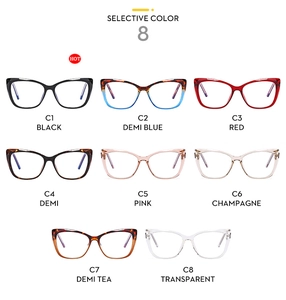 Montures de lunettes œil de chat anti-lumière bleue en huit options de couleurs