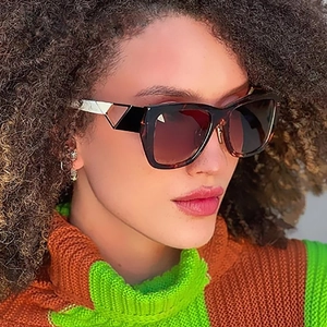 Sunglasses Oversized Square Frame Plastic Metal UV400 Protection Streetwear Fashion Women Trendy Color Blocking