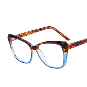 Monture de lunettes œil de chat TR90 avec dégradé écaille bleu et filtre anti-lumière bleue