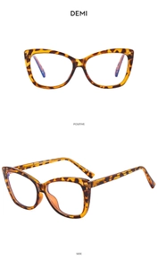 Macro details of demi cat-eye glasses frames with tortoiseshell pattern on white background