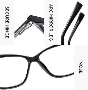 Detail view of TR90 glasses showing secure metal hinges and arc mirror legs