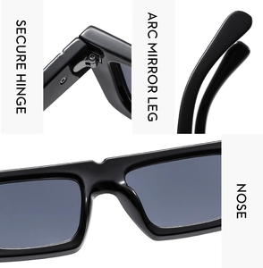 Macro detail of secure metal hinges, arc mirror legs and ergonomic nose pads on sunglasses