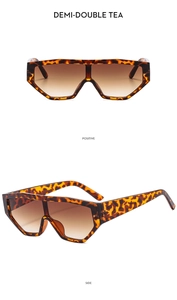 Front and side views of oversized tortoise shell sunglasses with tea gradient lenses