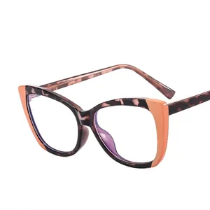 TR90 cat eye blue light blocking glasses in tortoiseshell with orange splicing accents