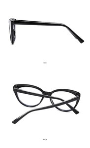 Multiple views of cat eye TR90 glasses frames with anti-blue light clear lenses