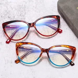 Cat eye TR90 anti-blue light glasses frames in tortoise and gradient blue styles