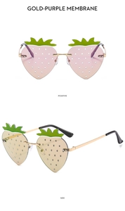 Détails de lunettes de soleil fraise sans monture avec verres à membrane or-violet