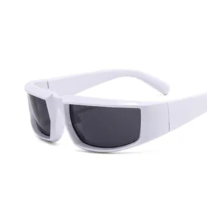 Lunettes de soleil cyclisme Y2K futuristes avec monture blanche enveloppante