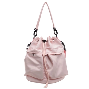 Wasserabweisender hellrosa Nylon-Beutelrucksack mit Kordelzug und Cargotaschen