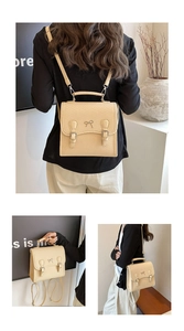 Detail eines cremefarbenen gesteppten Rucksacks mit vielseitigen Tragevarianten als Handtasche