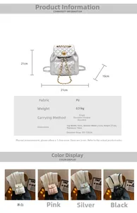 Mini sac à dos matelassé avec chaînes dorées en beige rose argent et noir