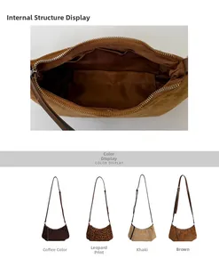 Détails de l'intérieur du sac en croissant avec poche zippée et options de couleur