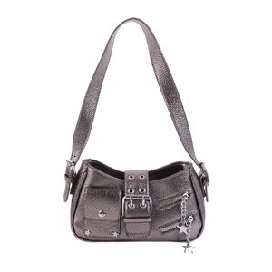 Sac hobo métallique style punk Y2K avec pendentif étoile et boucle à rivets argent
