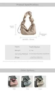Detailed size specifications for twill nylon tote showing dimensions 30x20x12cm