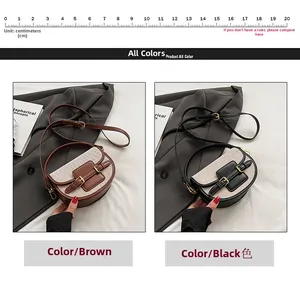 Detailed comparison of brown and black crossbody saddle bags with gold buckles