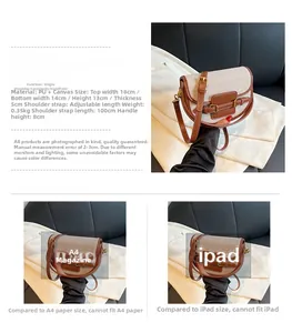 Detailed dimensions and specs for the canvas and PU saddle bag with 100cm strap
