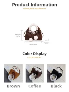 Spécifications de taille et trois options de couleur pour le sac en laine d'agneau