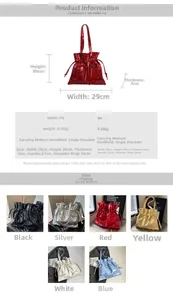 Detailed size chart and dimensions of the pleated ballet style tote bag in multiple colors