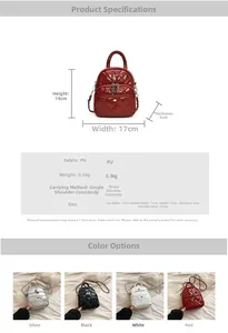 Tableau des tailles détaillé pour mini sac matelassé avec dimensions 19cm sur 17cm
