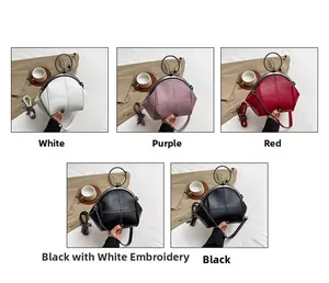 Detailed grid view of stylish shell bags in five colors with metal chain straps