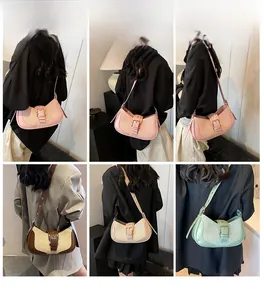 Collage of chic woven underarm bags in pink, brown, beige and green colors