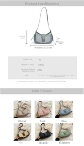 Detail view of colorful half-moon underarm bags in PU leather with woven texture