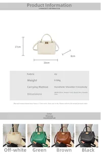 Detailed size chart and specifications for the retro PU leather crossbody handbag