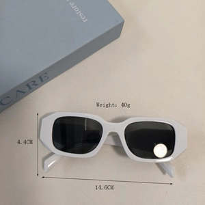 Chic white thick frame rectangular sunglasses with dark UV protection lenses for men and women