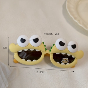 Kids funny monster sunglasses with yellow frames and polarized lenses for UV protection
