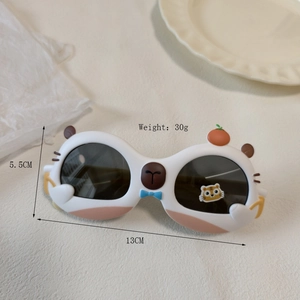 Lunettes de soleil polarisées en silicone ours pour enfants avec décor orange, 13cm