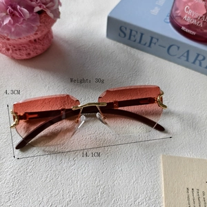 Rimless gradient retro sunglasses with gold metal temples and 30g lightweight design