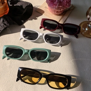 Lunettes de soleil rectangulaires vintage de couleurs variées avec accessoires rétro