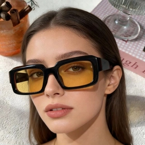 Lunettes De Soleil Rectangulaires Rétro Monture PC Protection UV400 Lunettes Carrées Épaisses Pour Hommes Femmes Mode